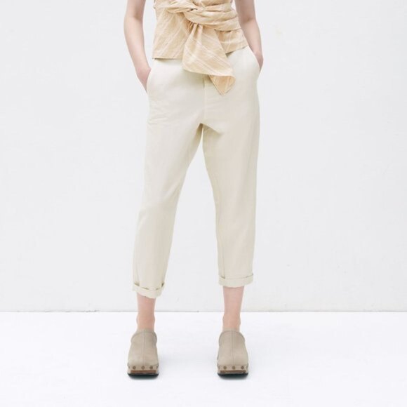 Cream Zara Linen Blend Pants (NWT) - Picture 1 of 10